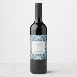 Winter-blauer Kristallmuster-Wein u. Weinetikett