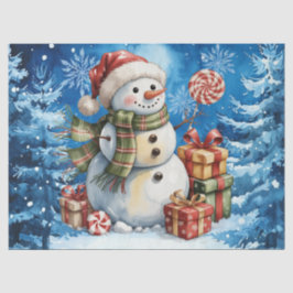 Winter-Blauer Schneemann und Weihnachtsgeschenke Seidenpapier