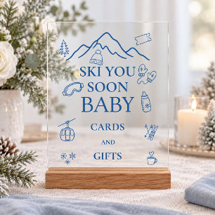Winter Blaues Jungen Ski Dich Bald Baby Shower Acrylschild