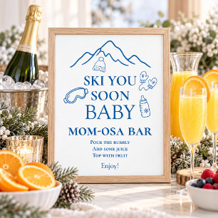 Winter Blaues Jungen-Ski-Sie-Bald-Baby-Shower-Bar Poster