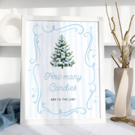 Winter Blaues Schleife Baby Shower Rate wie viele  Poster