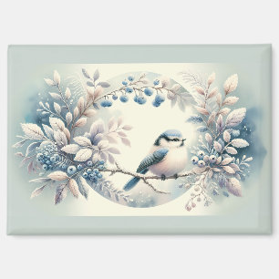 Winter Blaumeisen-Beerenkranz Magnet