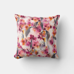 Winter Bliss Watercolor Floral Magenta Wohngestalt Kissen