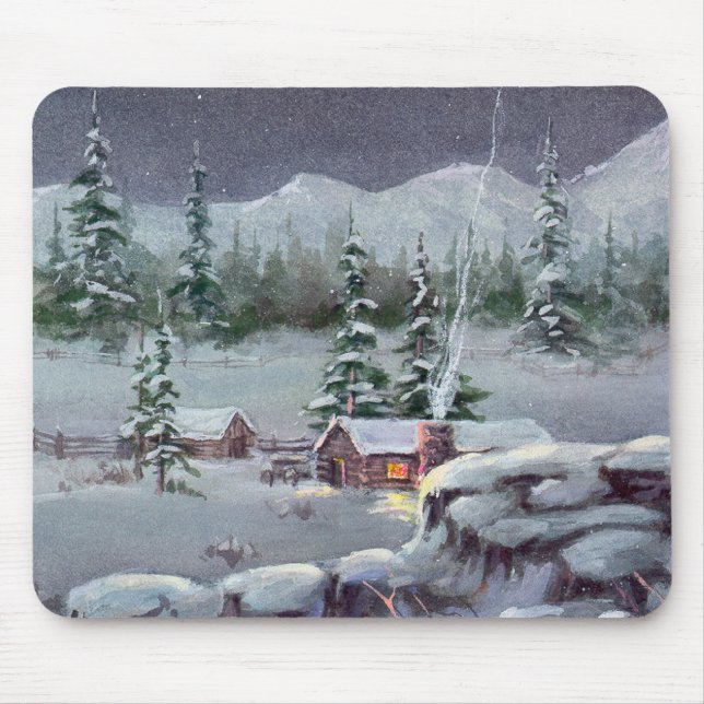 WINTER-BLOCKHAUS durch SHARON SHARPE Mousepad (Vorne)