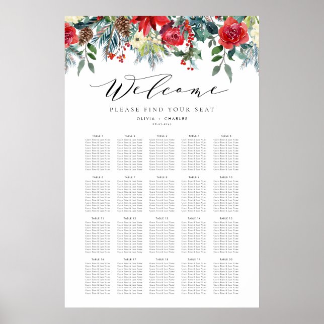 Winter Blooms Garland Hochzeitstabelle Poster (Vorne)