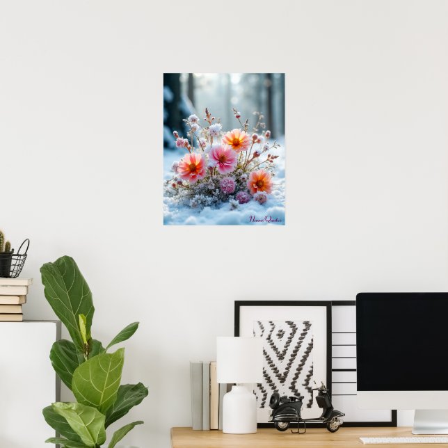 Winter Blooms in the Snow – Gentle Floral Serenity Poster (Heimbüro)