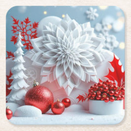 Winter Blossom Composition Rechteckiger Pappuntersetzer