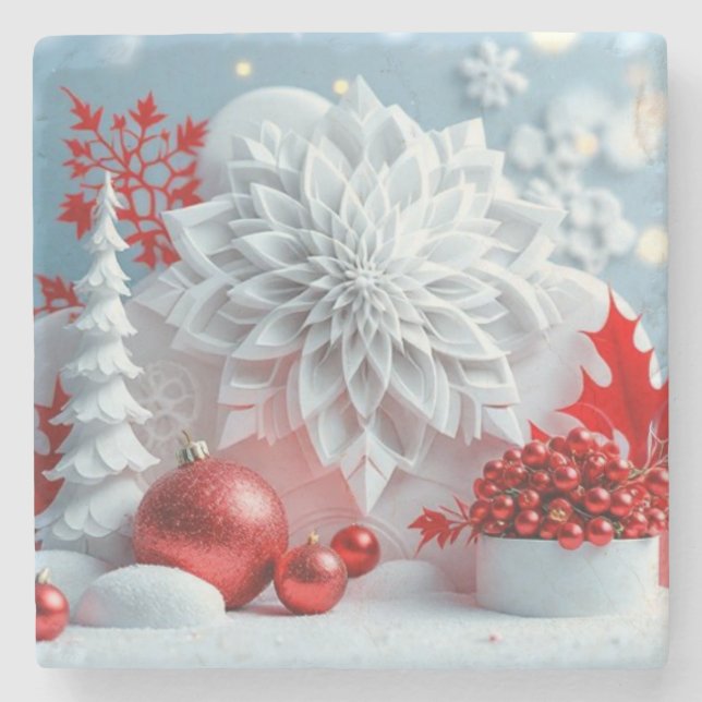 Winter Blossom Composition Steinuntersetzer (Vorderseite)