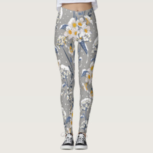 Winter Blossom: zartes Blumenmuster Leggings