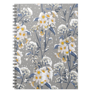 Winter Blossom: zartes Blumenmuster Notizblock