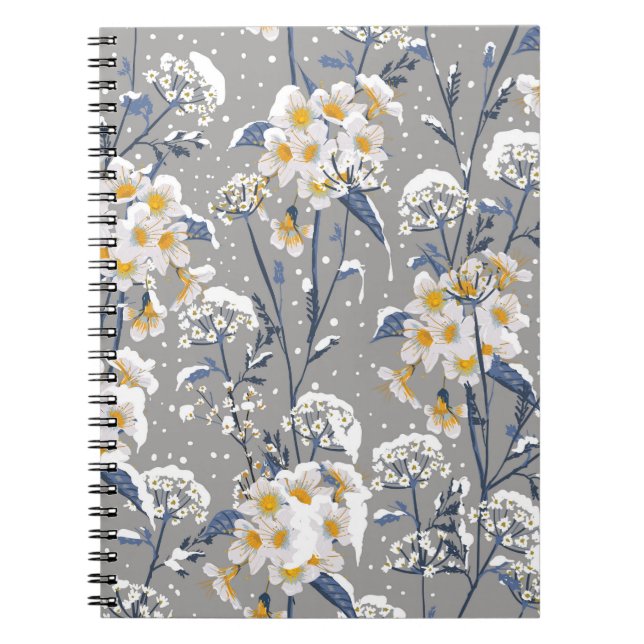 Winter Blossom: zartes Blumenmuster Notizblock (Vorderseite)