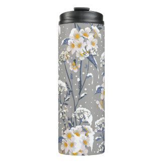 Winter Blossom: zartes Blumenmuster Thermosbecher