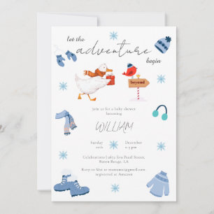 Winter Blue Adventure fängt Babydusche an Einladung