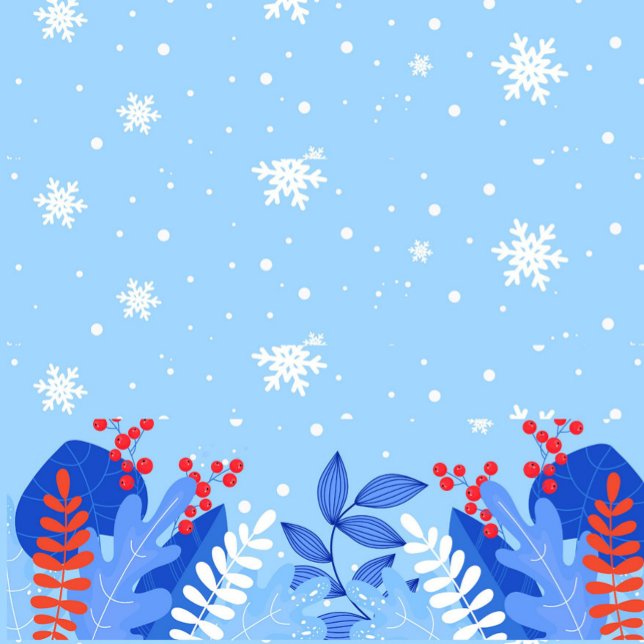 Winter Blue All-over Print Schürze, mittlere Schür Schürze (A light blue background with white snowflakes scattered throughout, creating a wintery scene.)