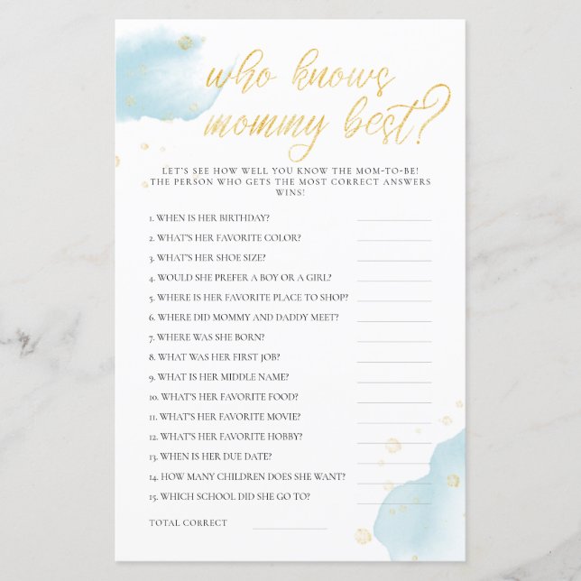 Winter Blue Baby Duwer Game, das Mama Best kennt (Vorderseite)