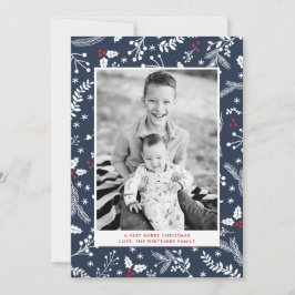 Winter Blue Berries Weihnachtsferien - Flat Card Einladung