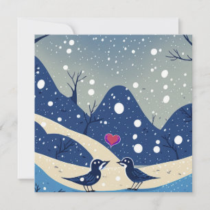 Winter Blue Birds in Liebe Weihnachten Hochzeit Dankeskarte