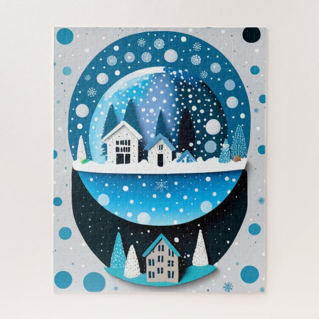 Winter Blue Birds in Liebe Weihnachten Hochzeit Puzzle (Vertikal)