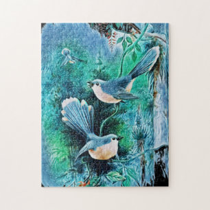 Winter Blue Birds Malerei Puzzle