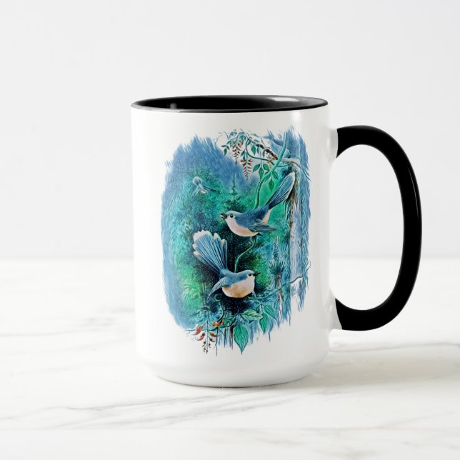 Winter Blue Birds Malerei Tasse (Rechts)