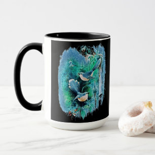 Winter Blue Birds Painting Tasse