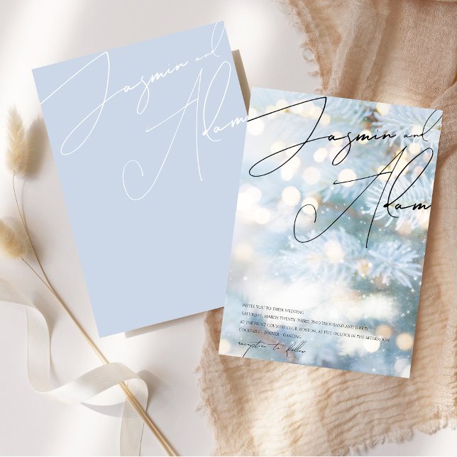 Winter Blue Bohke Weihnachtsbaum Festliche Hochzei Einladung (Winter Blue Bohke Christmas Tree Festive Wedding Invitation)