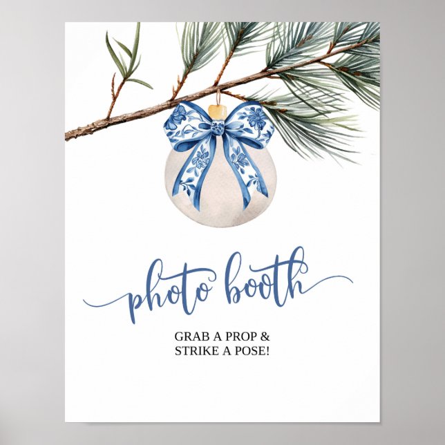 Winter Blue Chinoiserie Brautparty Foto Stand Poster (Vorne)