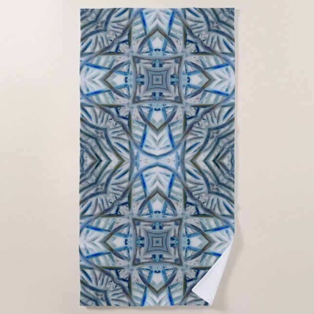 Winter Blue Crystal Pattern Beach Handtuch (Vorderseite)
