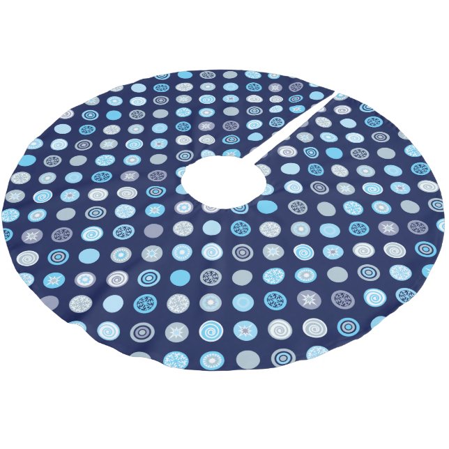 Winter Blue Dot Muster Tree Skirt Polyester Weihnachtsbaumdecke (Schrägansicht)