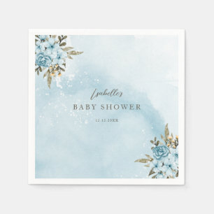 Winter Blue Floral Baby Dusche Serviette
