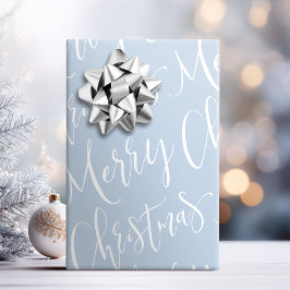 Winter Blue Frohe Weihnachtskalligraphie Urlaub Geschenkpapier