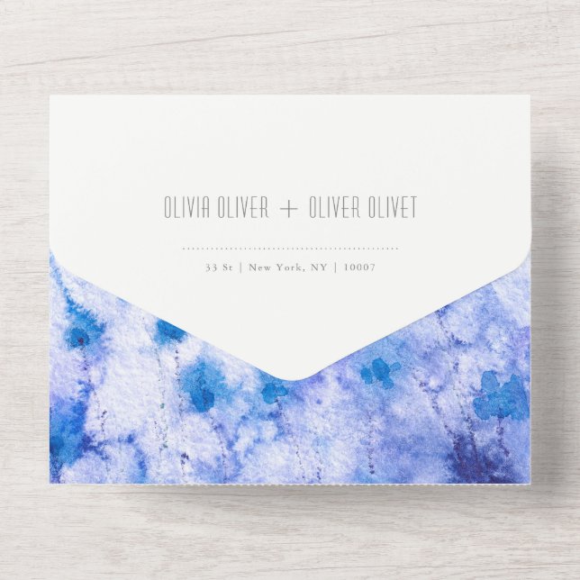 Winter Blue Garden Hochzeit alles in einer Einladu All In One Einladung (Rückseite)