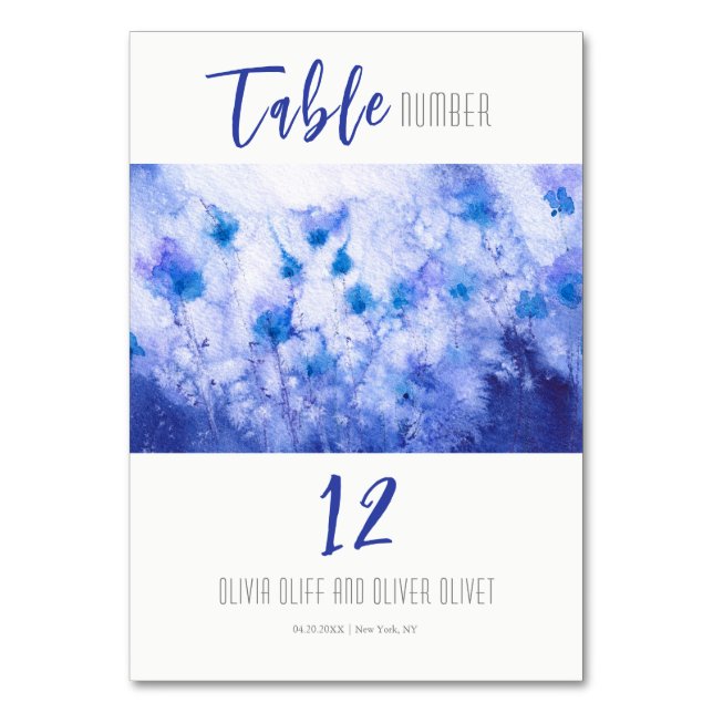 Winter Blue Garden Wedding Tischnummer (Vorderseite)