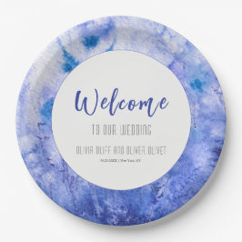 Winter Blue Garden Wedding Willkommen Pappteller