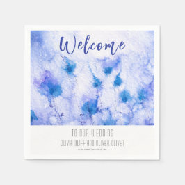 Winter Blue Garden Wedding Willkommen Serviette