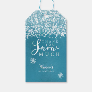 Winter Blue Geburtstagsparty Danke schön Schnee v Geschenkanhänger