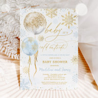 Winter Blue & Gold Snowflake Baby Dusche