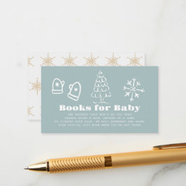 Winter Blue Hand-Drawn Baby Shower Book Request Begleitkarte