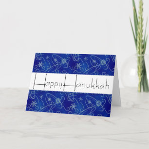 Winter Blue Happy Hanukkah Grußkarte Feiertagskarte