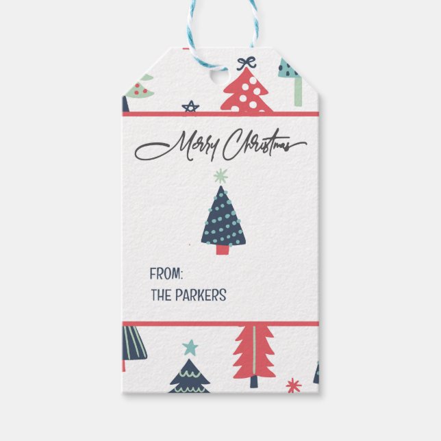 Winter Blue Holiday Gift Tags Geschenkanhänger (Vorderseite)