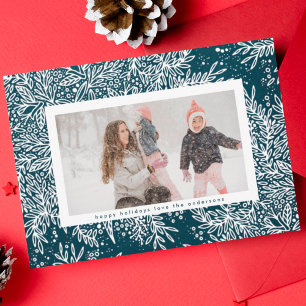 Winter Blue & Icy White Botanicals Foto Feiertagskarte