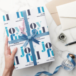 Winter Blue "Joyful Personalisiert Holiday" Geschenkpapier
