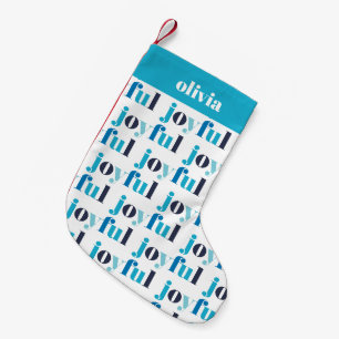 Winter Blue "Joyful" Personalisiert Kleiner Weihnachtsstrumpf