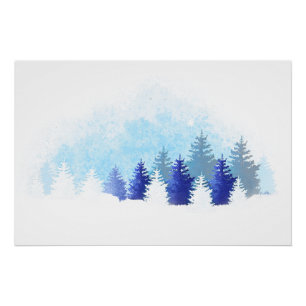Winter Blue Landschaft Poster