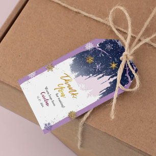 Winter Blue Lila Gold Schneeflocken Magie Geburtst Geschenkanhänger