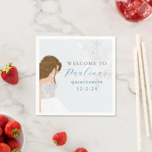 Winter Blue Mis Quince 15. Geburtstag Quinceañera Serviette