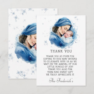 Winter Blue Mother & Child Baby Dusche Vielen Dank Dankeskarte