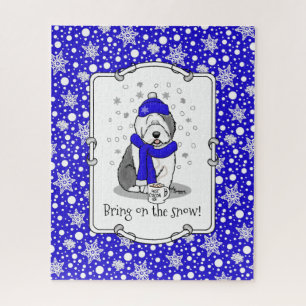 Winter Blue Old English Sheepdog Dog (Grau 1) Nied Puzzle