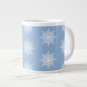 Winter Blue Ornamental G-Clef Snowflake Muster Jumbo-Tasse
