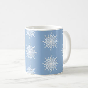 Winter Blue Ornamental G-Clef Snowflake Muster Kaffeetasse